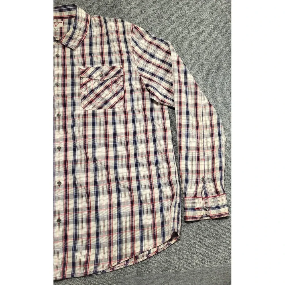 True Religion Men's Multicolor Plaid Long Sleeve Western Snap T-Shirt Size XXL